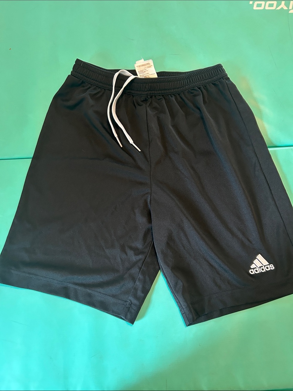 adidas Black Athletic Training Shorts with White Drawcord